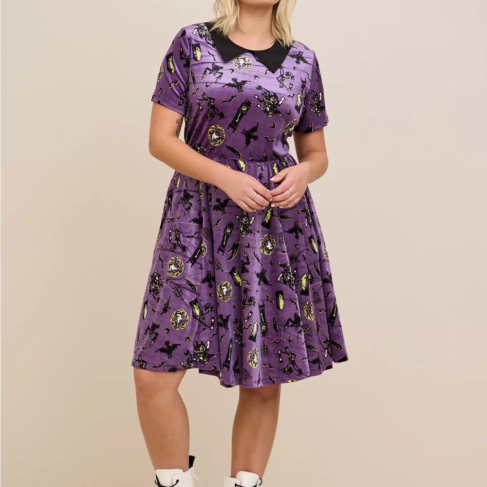 Purple Collared velvet disney haunted mansion dress